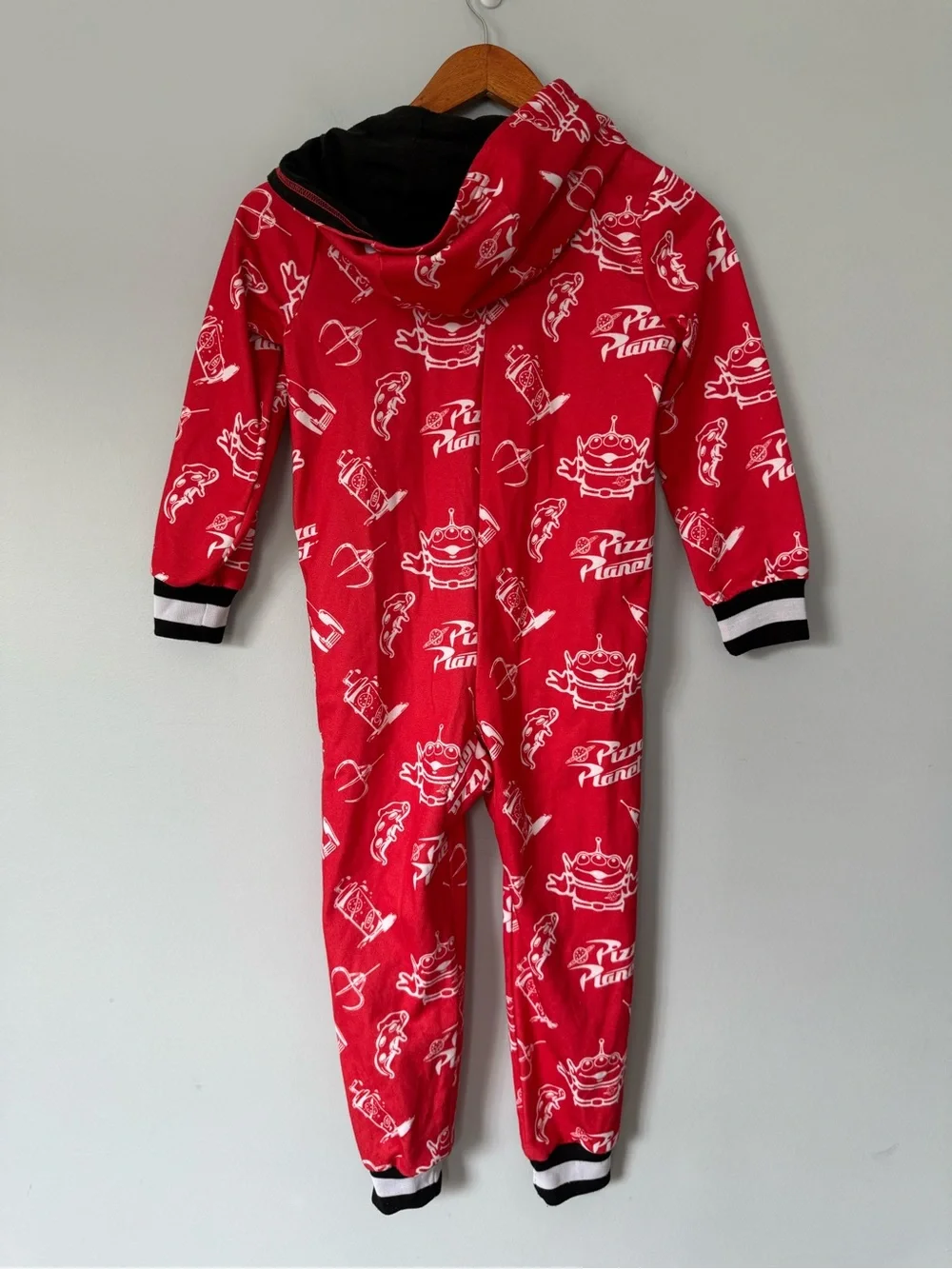Disney Pixar Toy Story Pizza Planet Hooded Fleece One Piece Pajamas Size 5/6